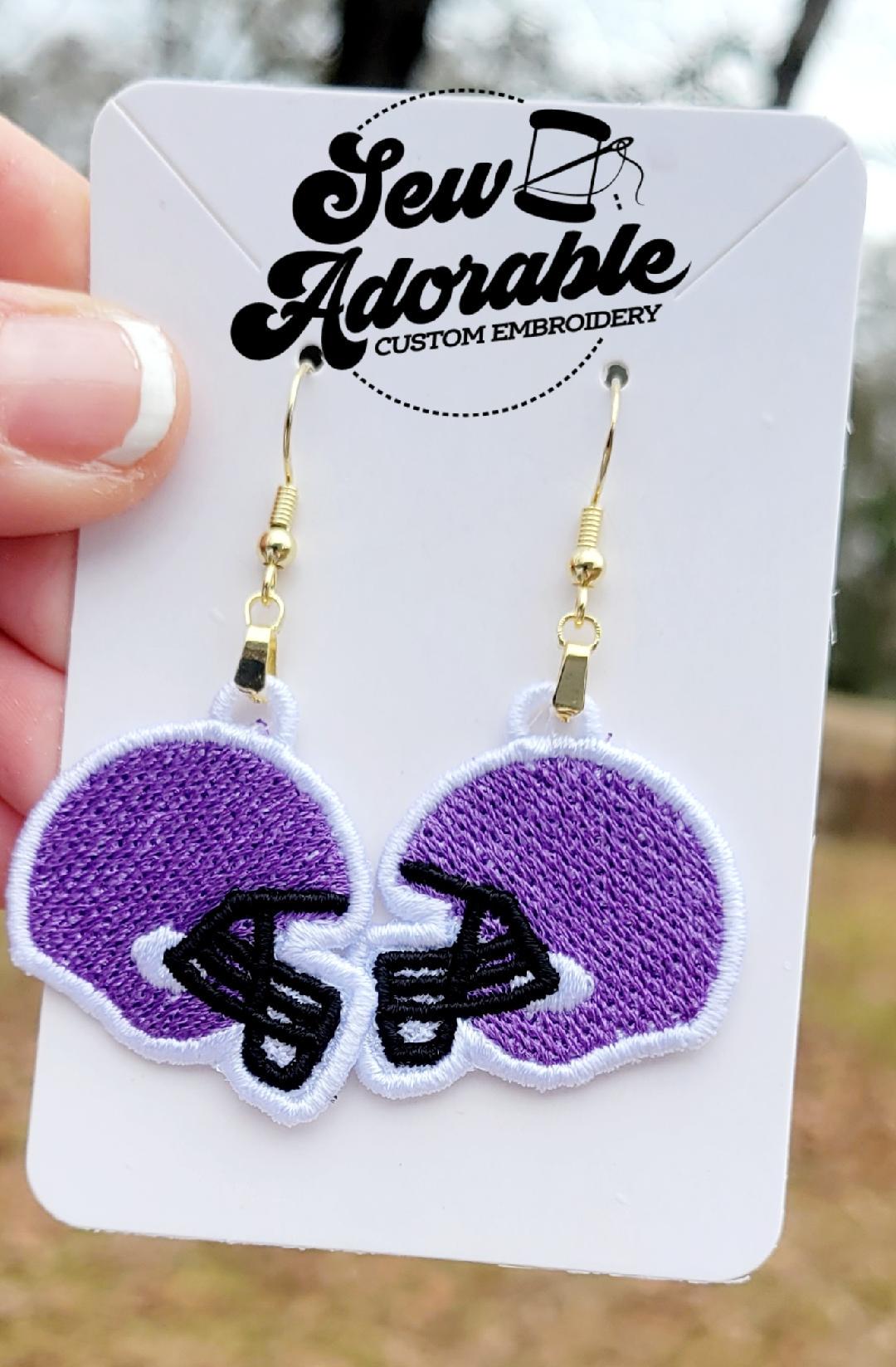 FSL Football & Helmet Earring Bundle - Machine Embroidery - Digital Design - Freestanding Lace