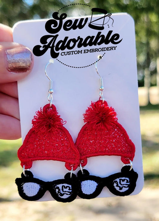 FSL Ralphie Earrings- A Christmas Story Earrings - Machine Embroidery - Digital Design - Freestanding Lace