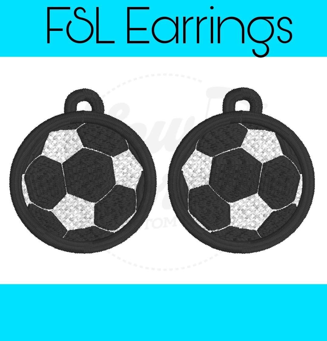 FSL Soccer Ball Earrings-Digital Design-Machine Embroidery