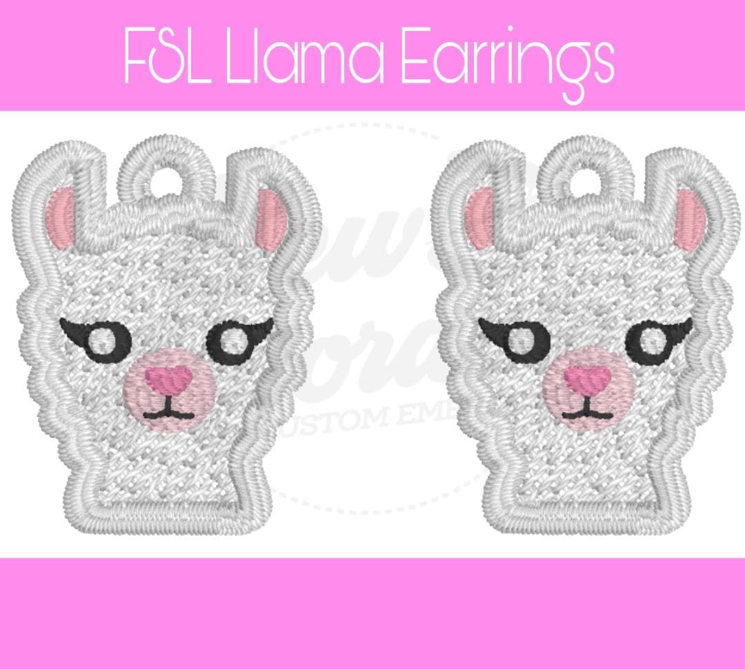 FSL Llama Earrings- Machine Embroidery- Digital Design