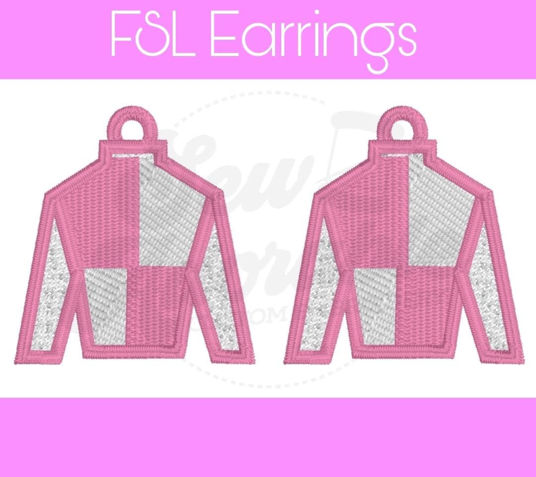 FSL Kentucky Derby Earrings - Digital Design - Machine Embroidery - Freestanding Lace