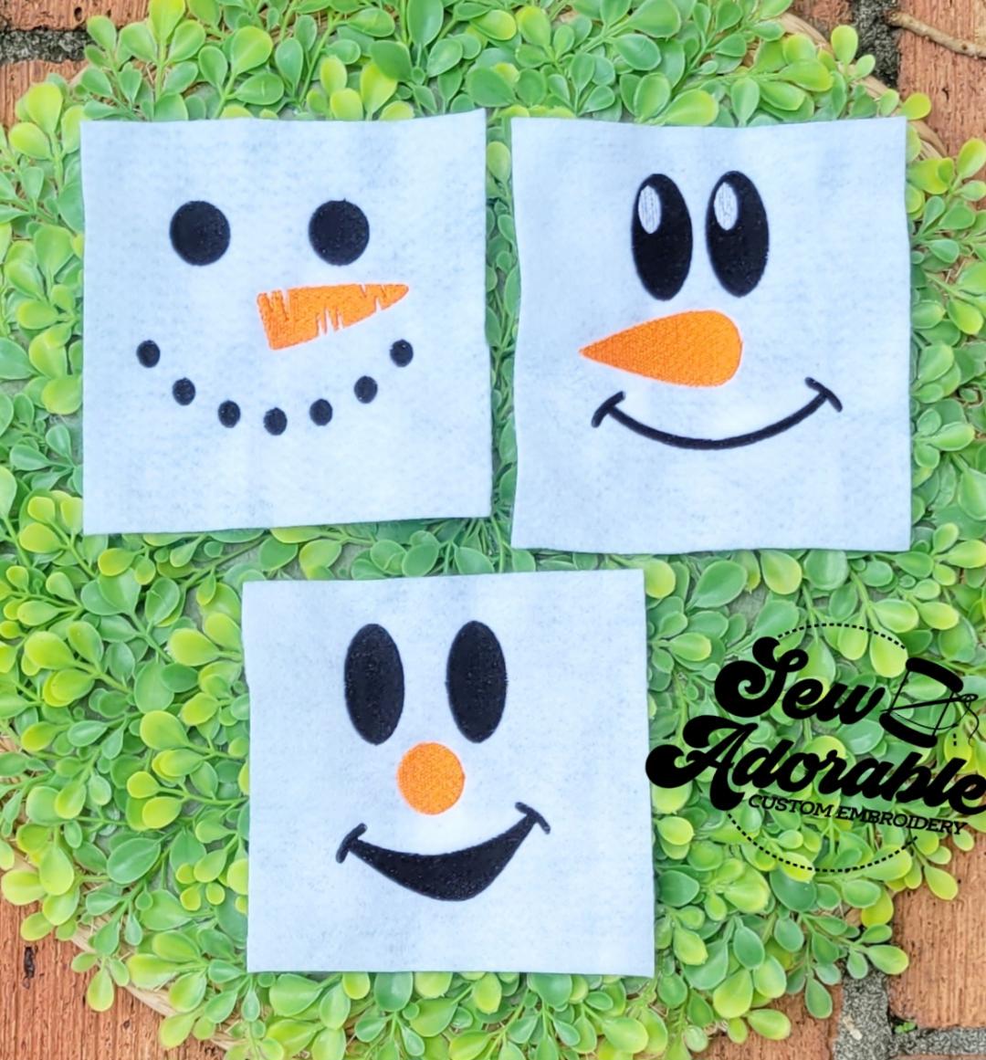 Snowman Faces - Machine Embroidery- Digital Design- Embroidery Files