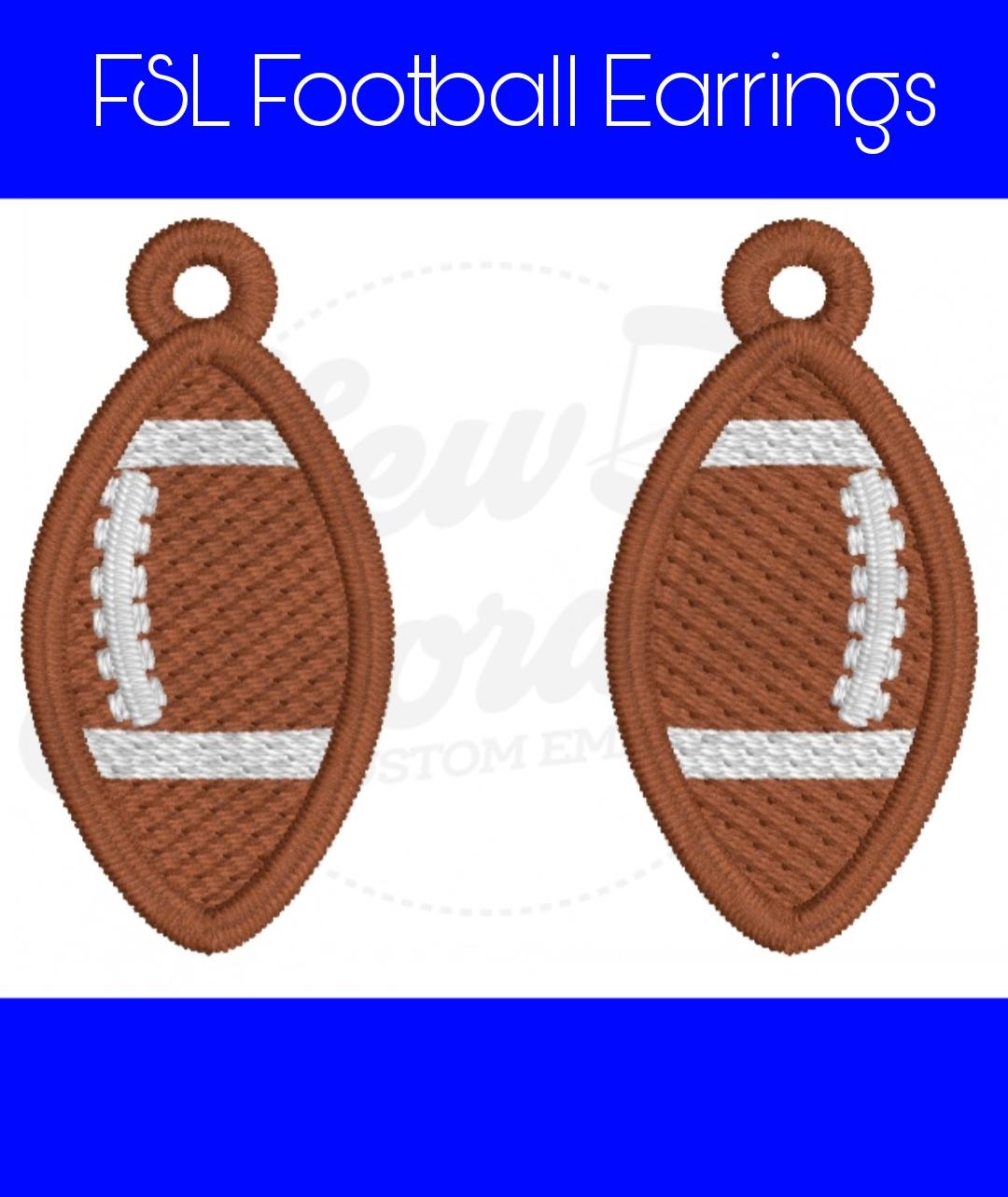 FSL Football & Helmet Earring Bundle - Machine Embroidery - Digital Design - Freestanding Lace