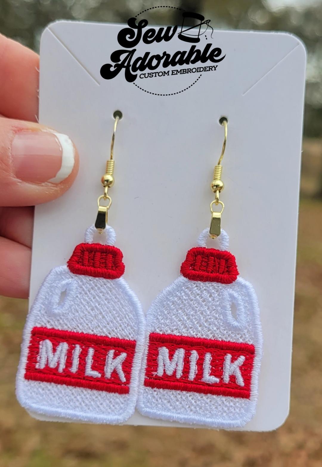 FSL Milk Jug earrings - Machine Embroidery - Digital Design - Freestanding Lace