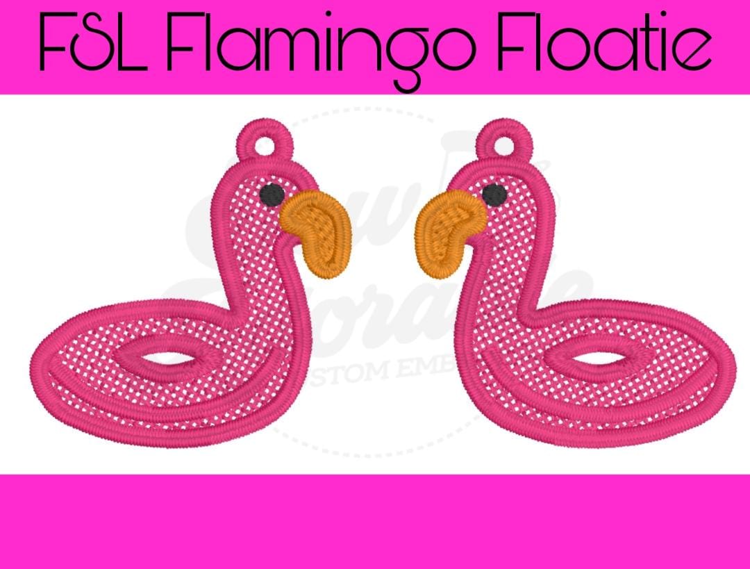 FSL Flamingo Floatie - Machine Embroidery - Digital Design - Freestanding Lace