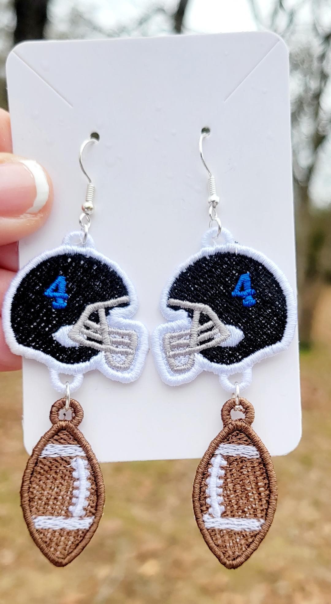 FSL Football & Helmet Earring Bundle - Machine Embroidery - Digital Design - Freestanding Lace