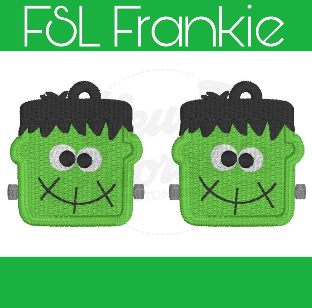 FSL Frankenstein Earrings - Machine Embroidery - Digital Design - Freestanding Lace