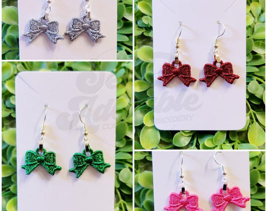 FSL Mini Bow Earrings - Machine Embroidery - Digital Design - Freestanding Lace