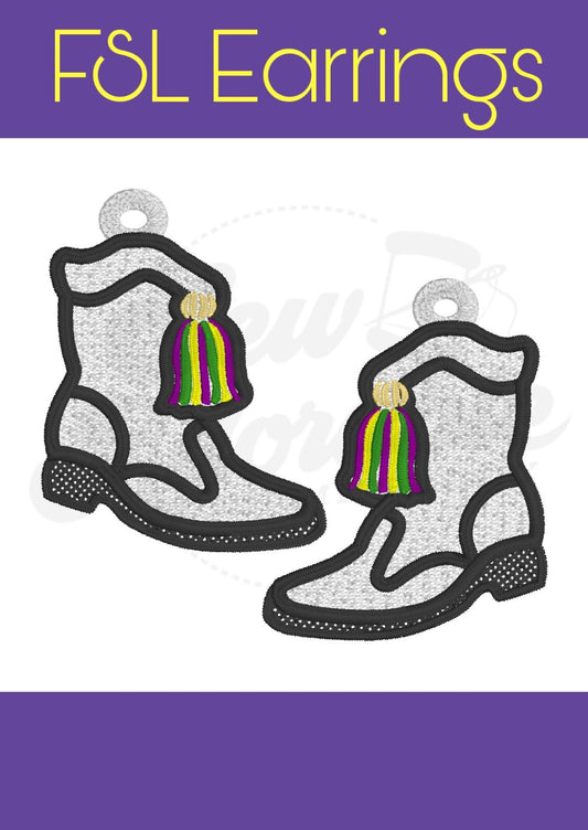 FSL Mardi Gras Majorette Dance Boots Earrings